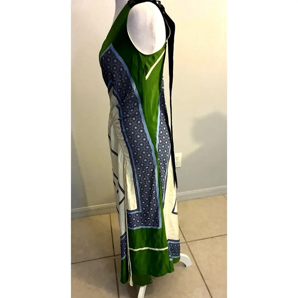 Tory burch sloane Silk Maxi Dress 2 Square Scarf Asymmetrical Fairy Luxury $798